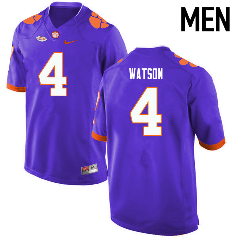 Men Clemson Tigers #4 Deshaun Watson College Football Jerseys-Purple - Click Image to Close
